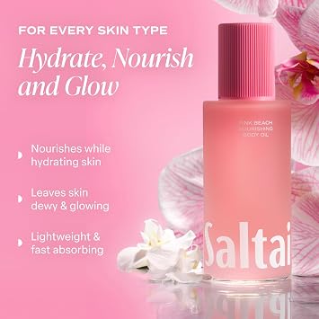 Saltair Serum Deodorant and Body Oil Bundle Aluminum-Free AHA Deodorant 2 Pack (2 x 1.7oz) and Hydrating Pink Beach Body Oil (4oz) Skincare Essentials for Daily Use