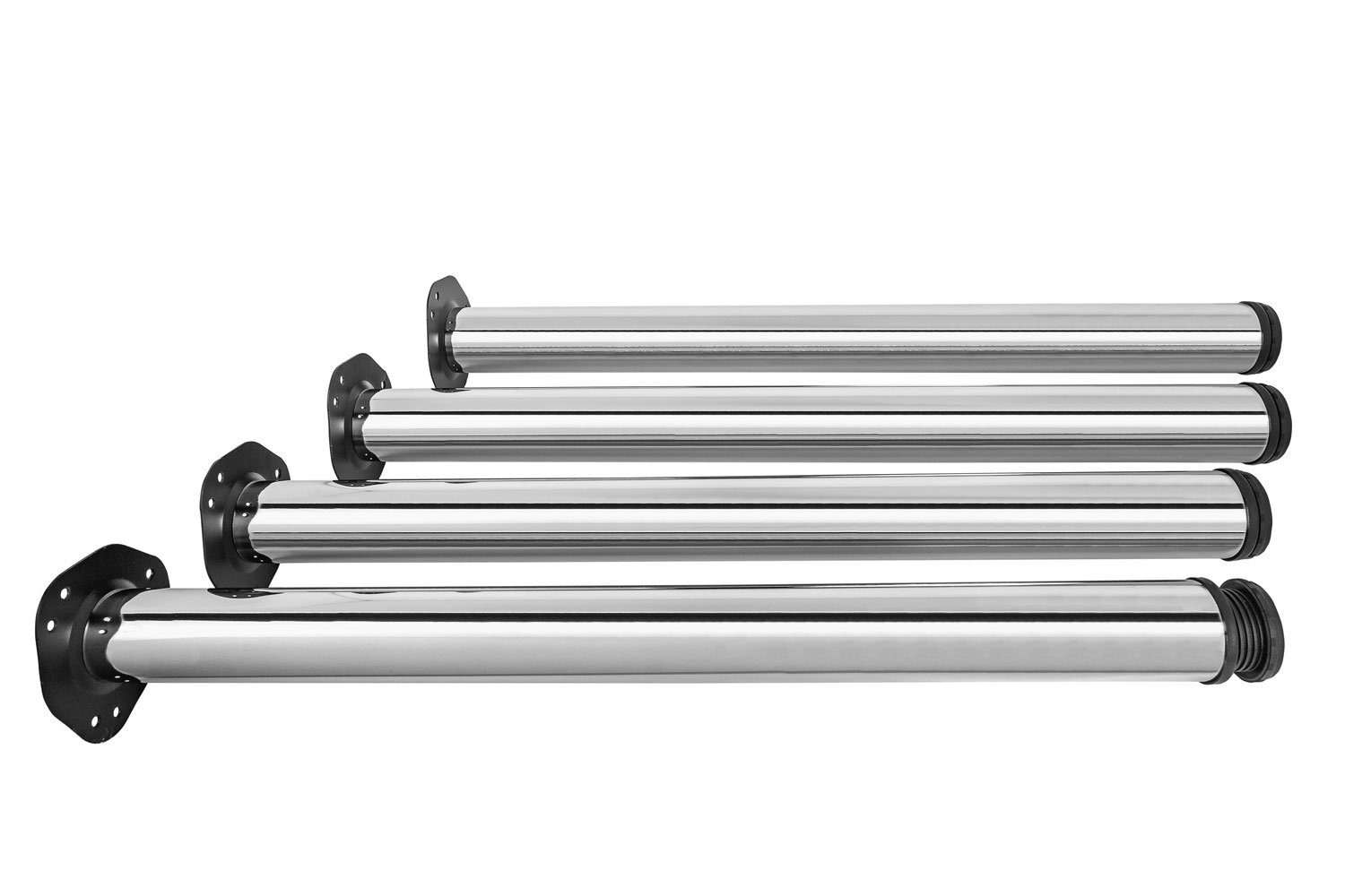 Gedotec Tischbeine Chrom poliert Schreibtisch-Möbelfüße höhen-verstellbar Tischfüße Metall | Höhe 710 mm | Stützfüße für Küchen-Arbeitsplatte | 4 Stück - Verstellfüße inkl. Befestigungsmaterial