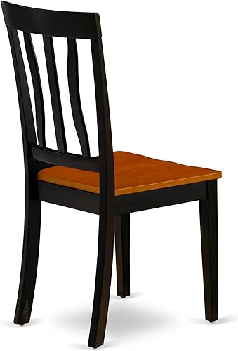 Miniatura 11 de East West Furniture AVAT7-BLK-W Juego de mesa de comedor moderno de 7 piezas consta de una mesa de madera ovalada con hoja de mariposa y 6 sillas de