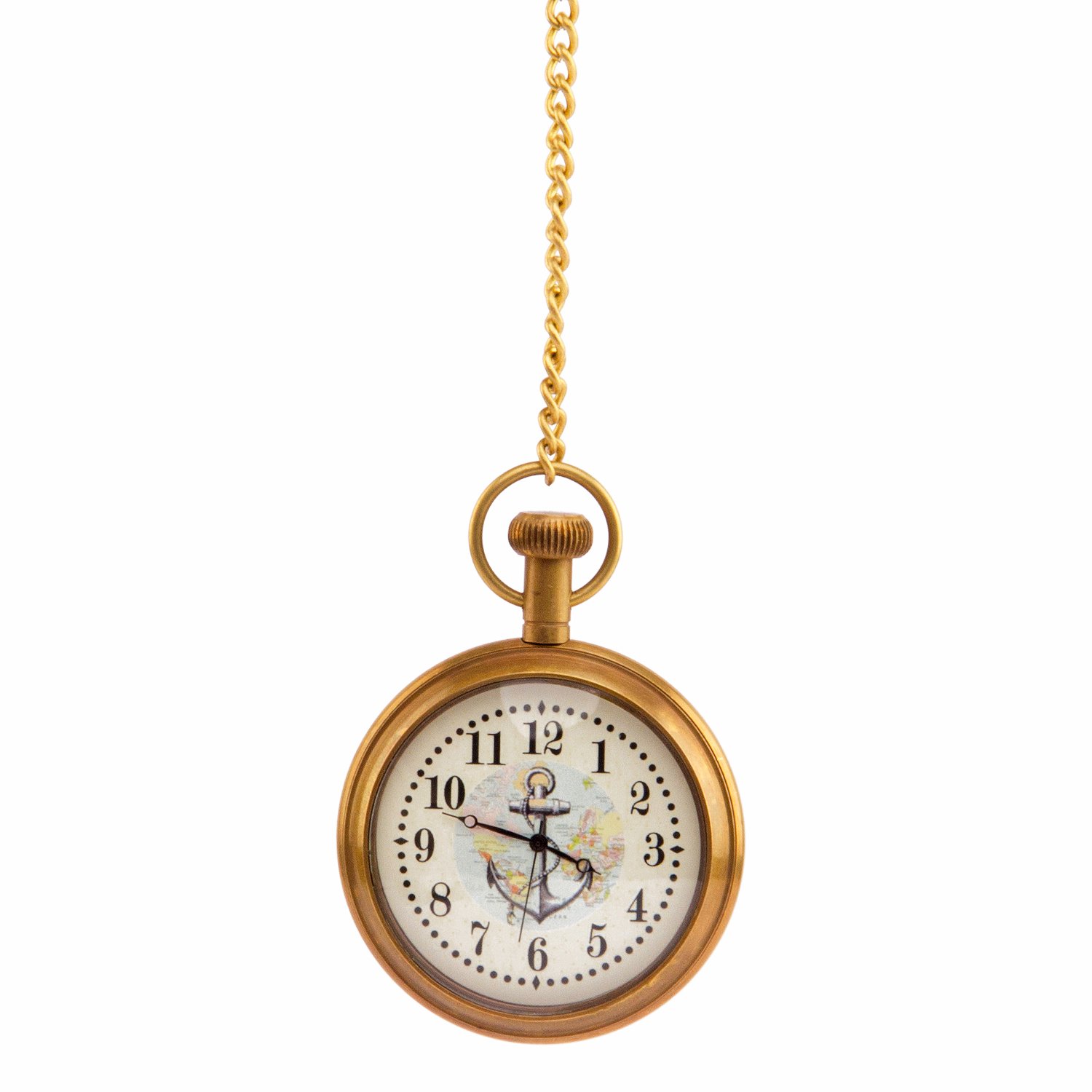 Montre de poche en laiton avec cadran imprimé ancre comme cadeau historique