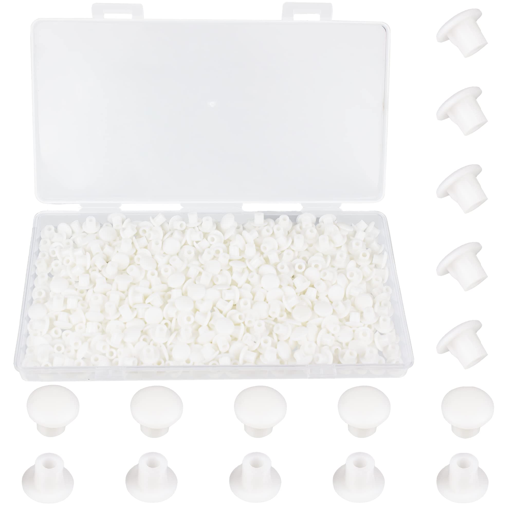 BOPOREAE 500Pcs 3/16 Inch Plastic White Hole Plugs, 5 mm