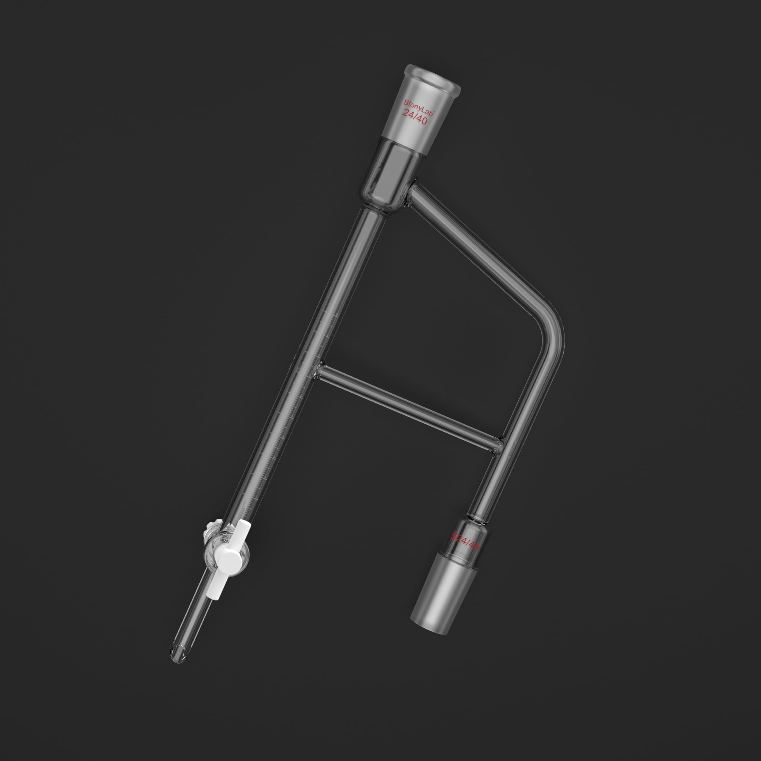 stonylab Trappola Dean Stark, Ricevitore di Distillazione in Vetro Borosilicato Graduato con Giunti 24/40 e Rubinetto in PTFE per Laboratorio, 10 ml