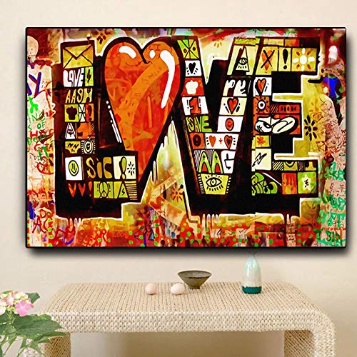 Affiches et gravures Graffiti Art LOVE peintures sur toile 60x90cm