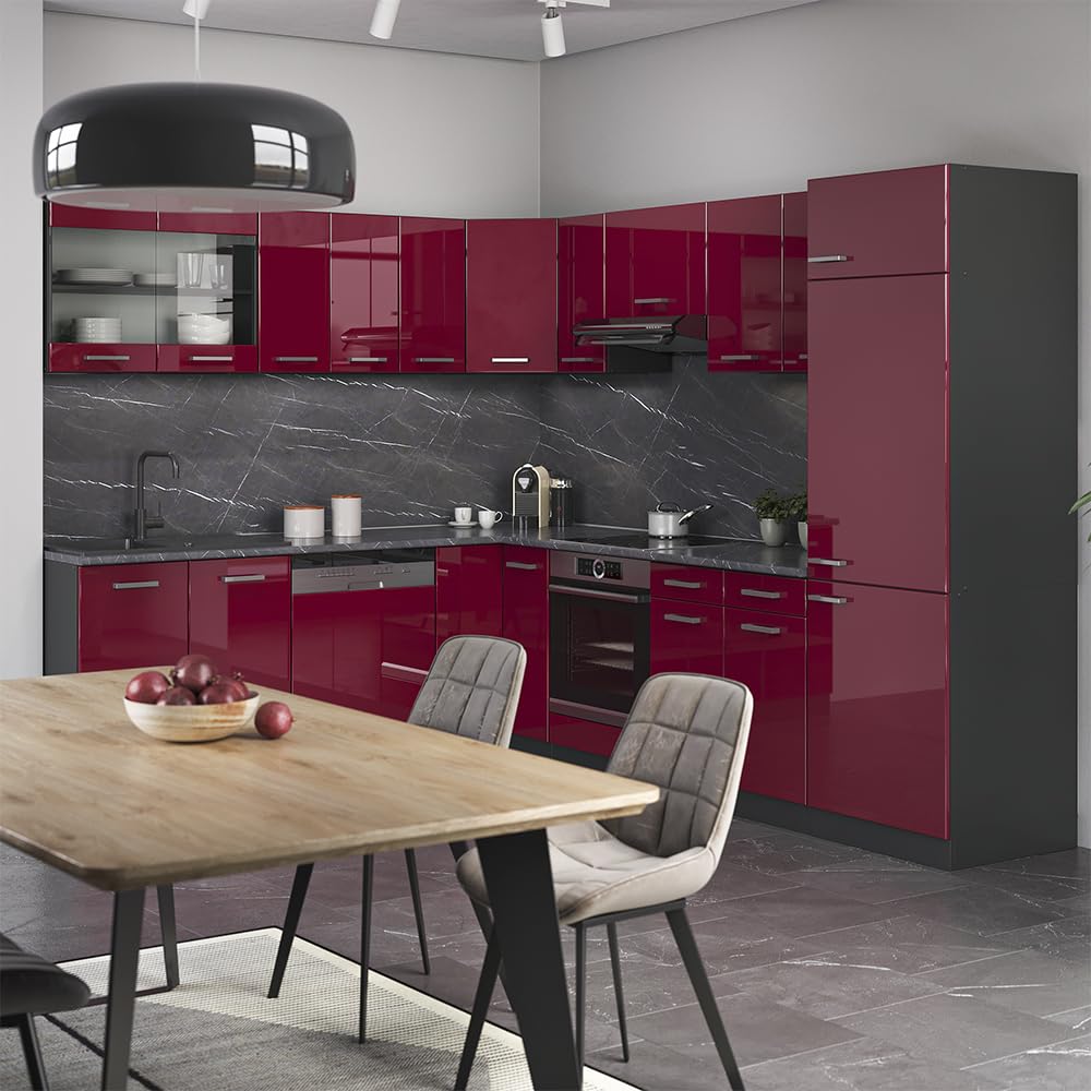 Vicco Frontale cucina R-Line, Rosso lucido, 59.2 x 71.3 cm frontale del mobile per mobile base, adatto per armadi da cucina R-Line per un montaggio semplice