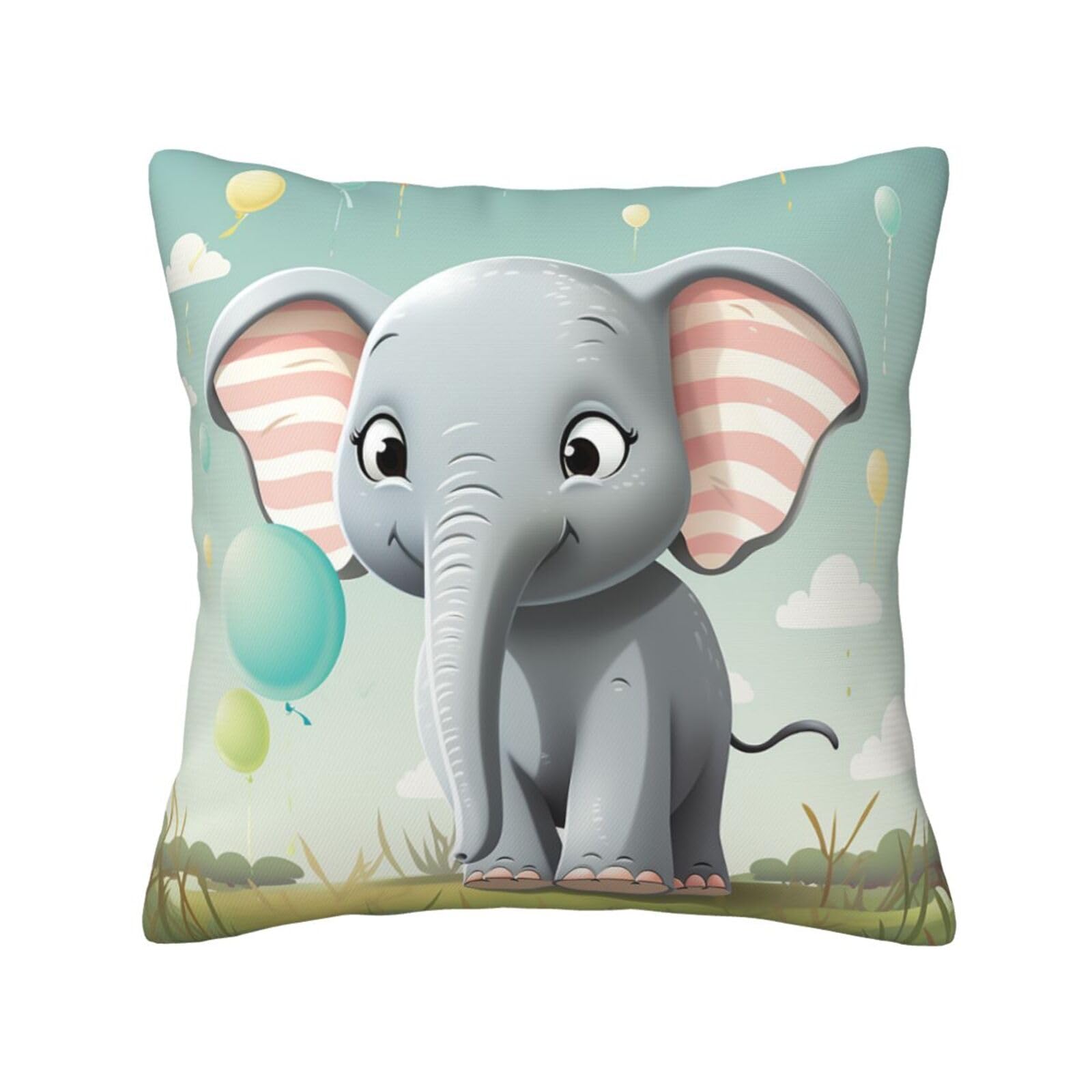 FodPand Lovely Elephant Throw Pillow Covers 20"X20" Super Soft Cozy Pillows Case Morden Decorative Cushion Cover for Sofa Couch Bed Home Decor