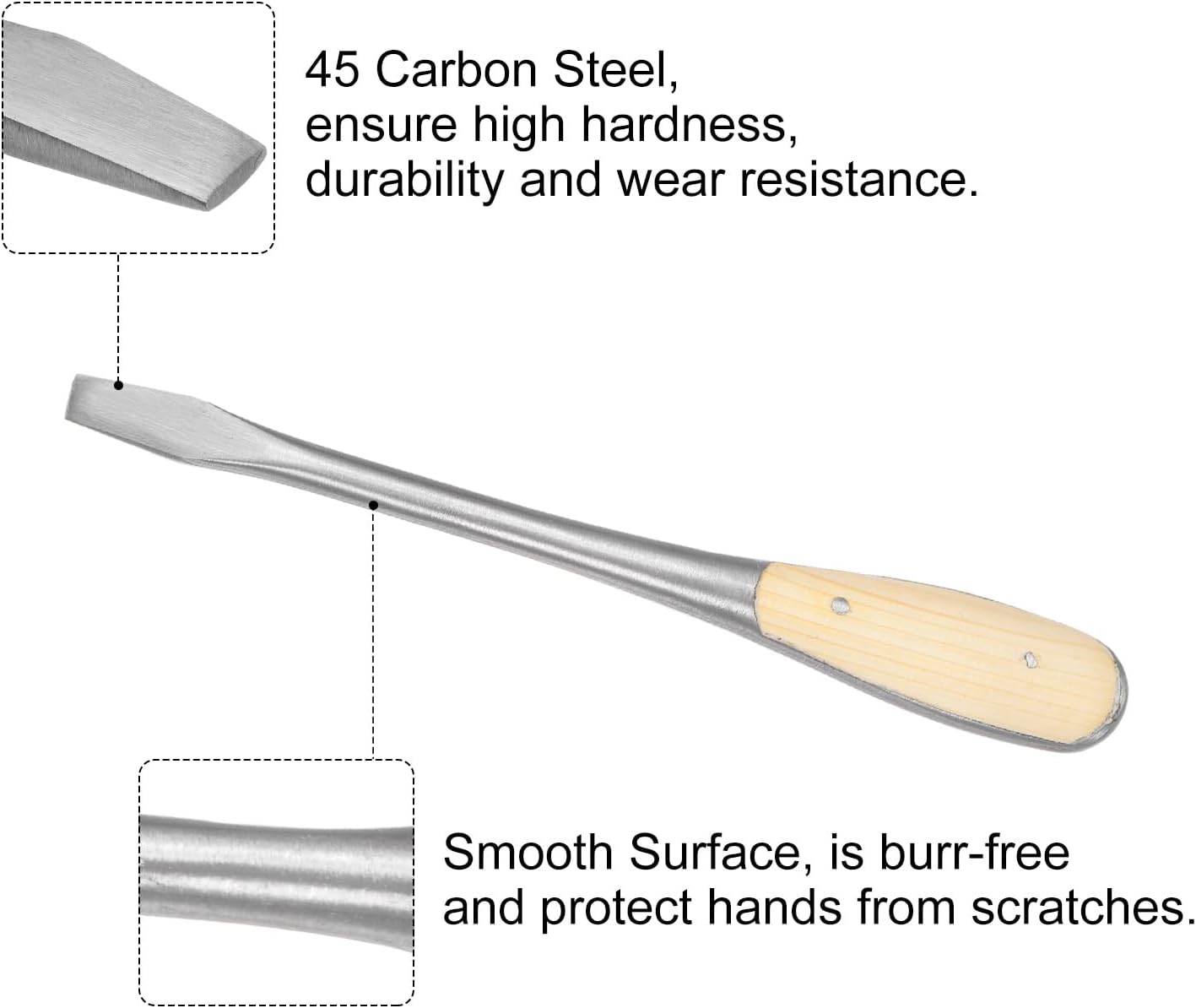 HARFINGTON 2pcs Slotted Screwdriver SL10 10" Carbon Steel Flat-Blade Screwdrivers with Wooden Handle for Fastening, Chiseling and Loosening