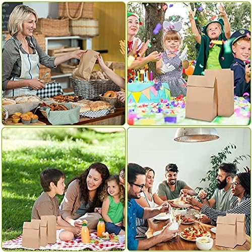 Gaoyong 60 Pieces Brown Paper Bags 15 * 9 * 27cm - 70 g./m2 with 100% Pure Kraft Paper for Grocery, Snack, Lunch, Birthday, Xmas Party Supplier and Wedding