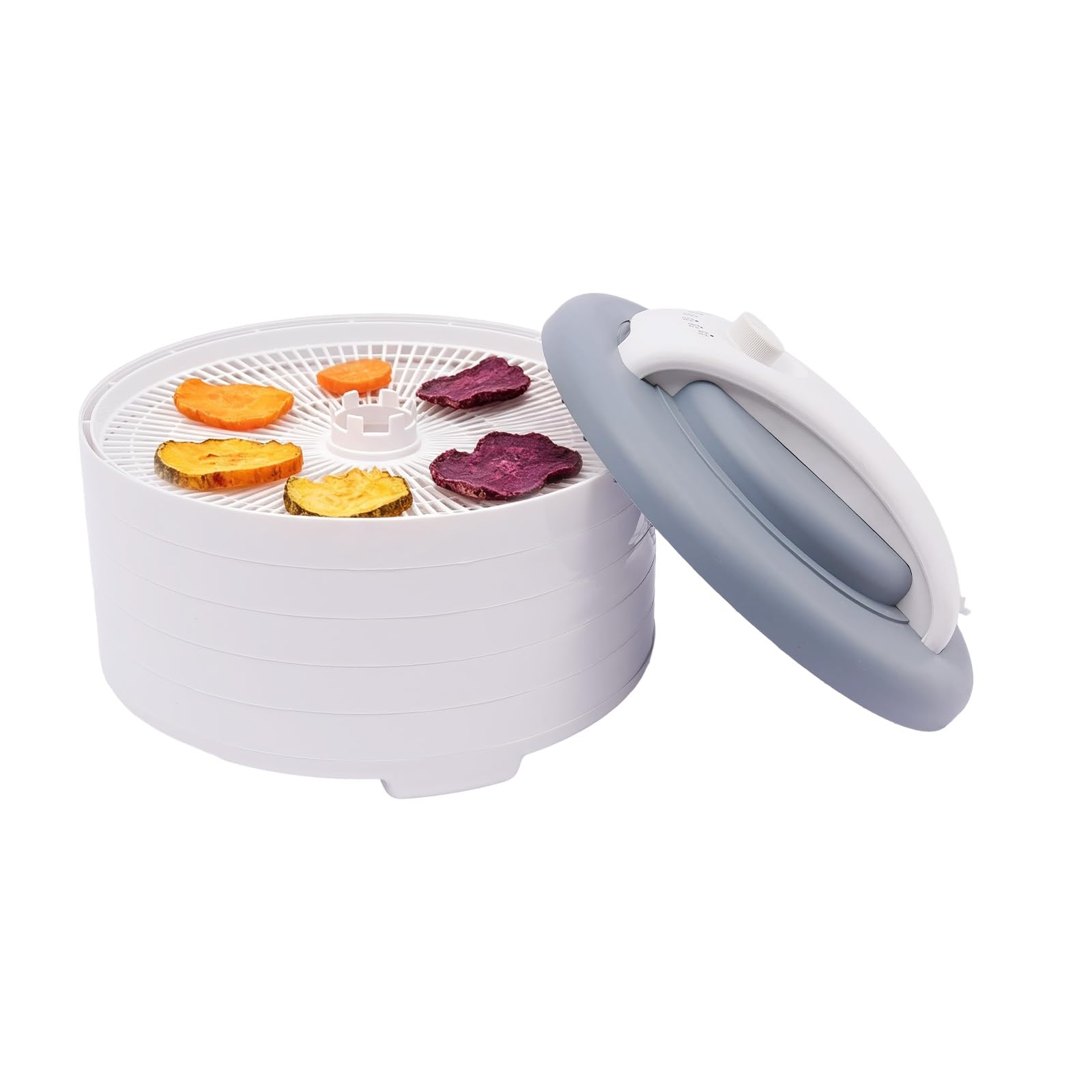 Deshidratador portátil de 450 W, secadora de alimentos con función de recirculación, control de temperatura 35-71 °C, 5 bandejas apilables, sin BPA, para frutas, verduras, hierbas, carne y pescado, 34