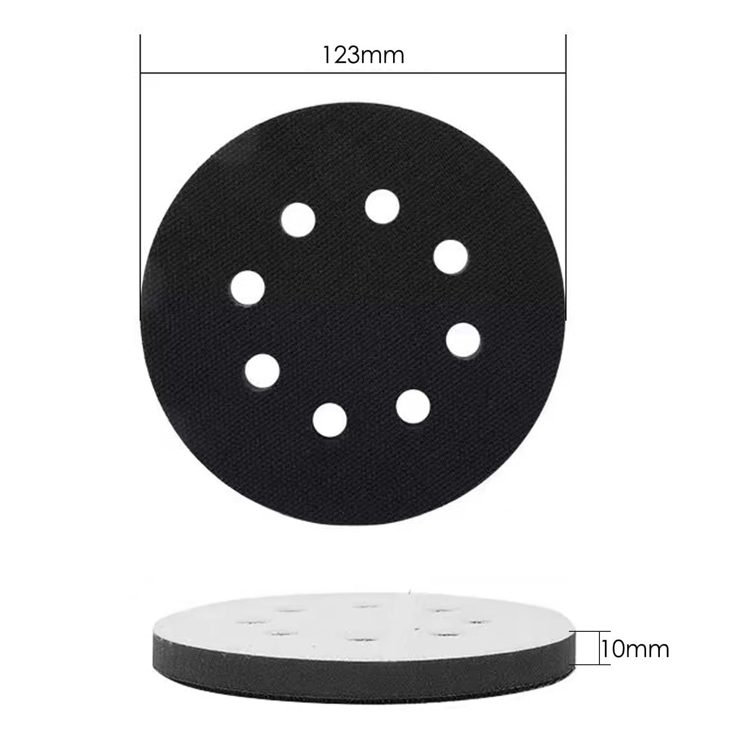 Set di 4 cuscinetti di levigatura in spugna morbida a 8 fori, 125 mm, tampone di levigatura flessibile per levigatrice, resistente agli urti e alla riduzione del rumore di protezione