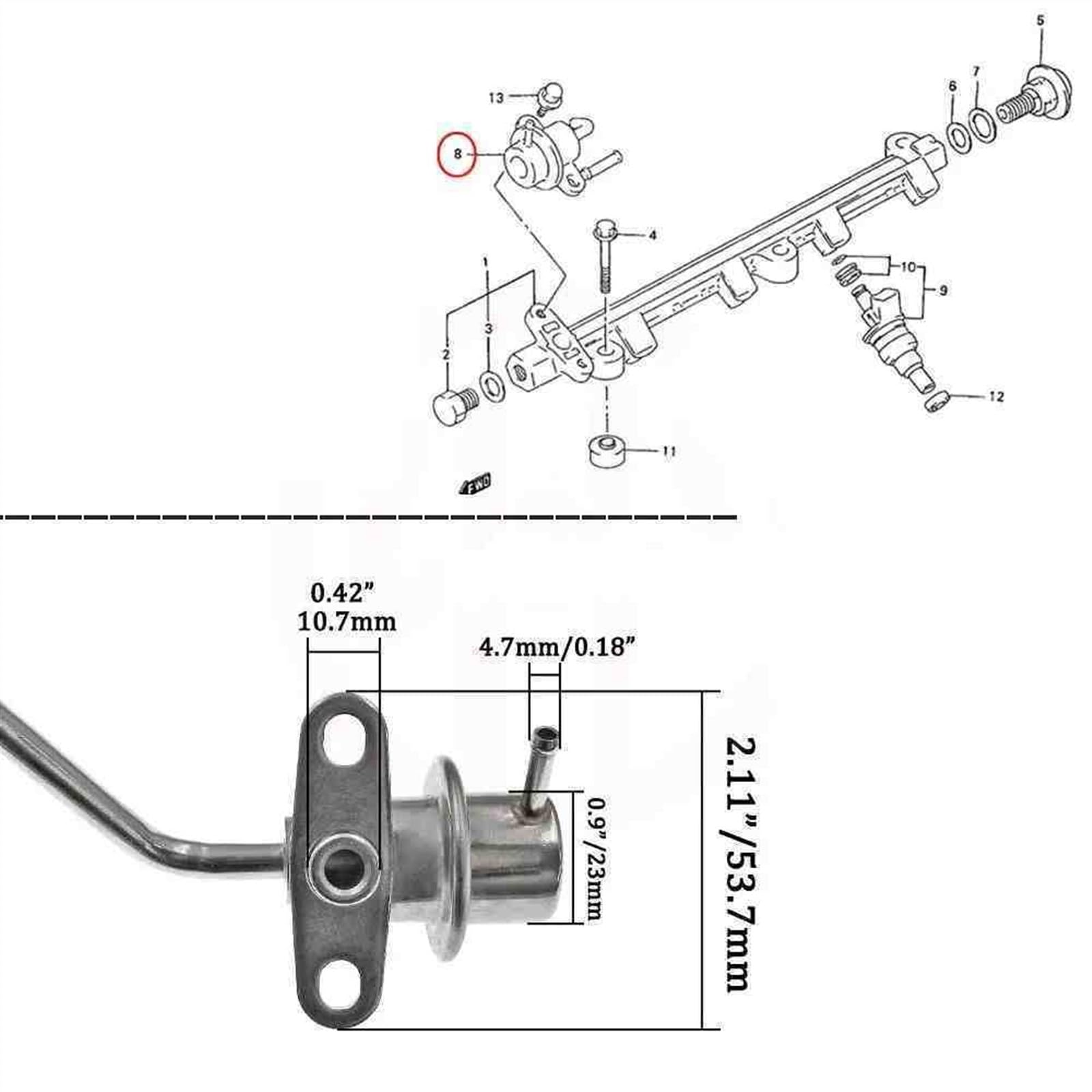 Misura for Suzuki Sidekick X-90 Swift for Geo for Chevrolet Tracker 1992-1998 1.6L L4 Regolatore di Pressione di Iniezione Del Carburante 15160-58B00 PR4067