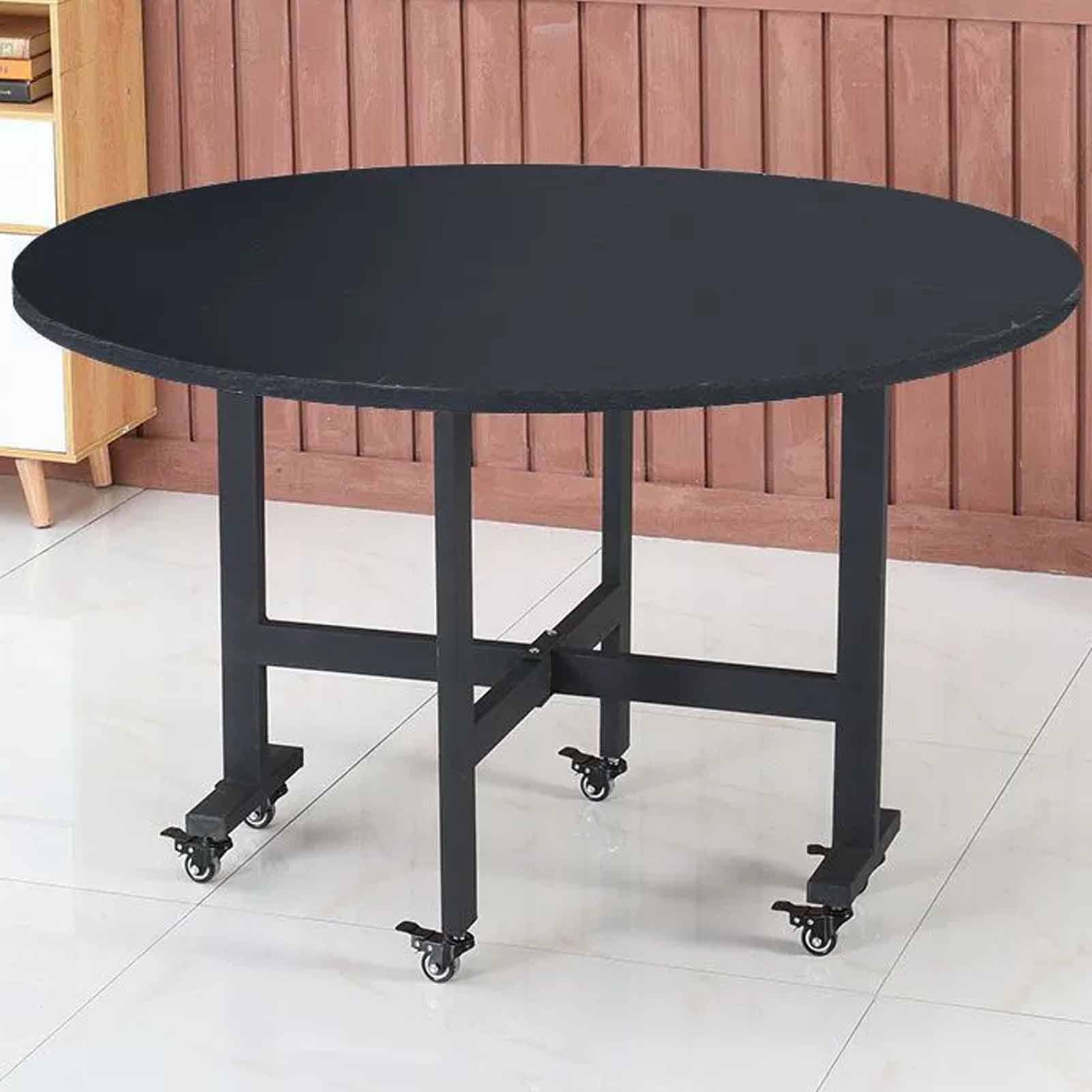 Tavolo da Pranzo Rotondo Pieghevole Mobile, Esstisch Estensibile in Legno con Ruote, Struttura in Metallo Robusto, Farfalla Estensibile, Sopporta Facilmente 400 Kg(Color2,140x75cm/55.1x29.5in)