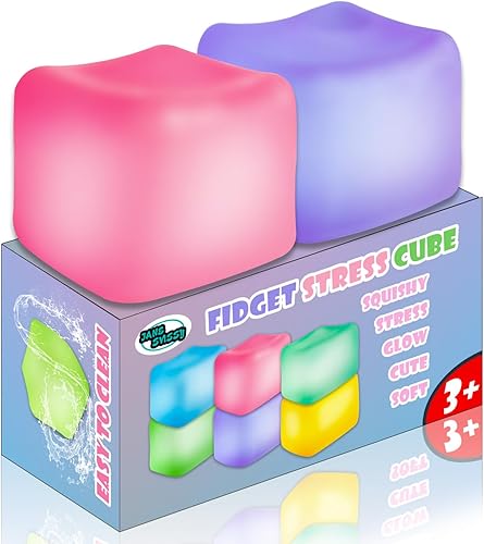 Miniatura 28 de 2 cubos antiestrés que brillan en la oscuridad, bolas antiestrés para adultos y niños, juguetes sensoriales súper sólidos, juguete sensorial, cubo