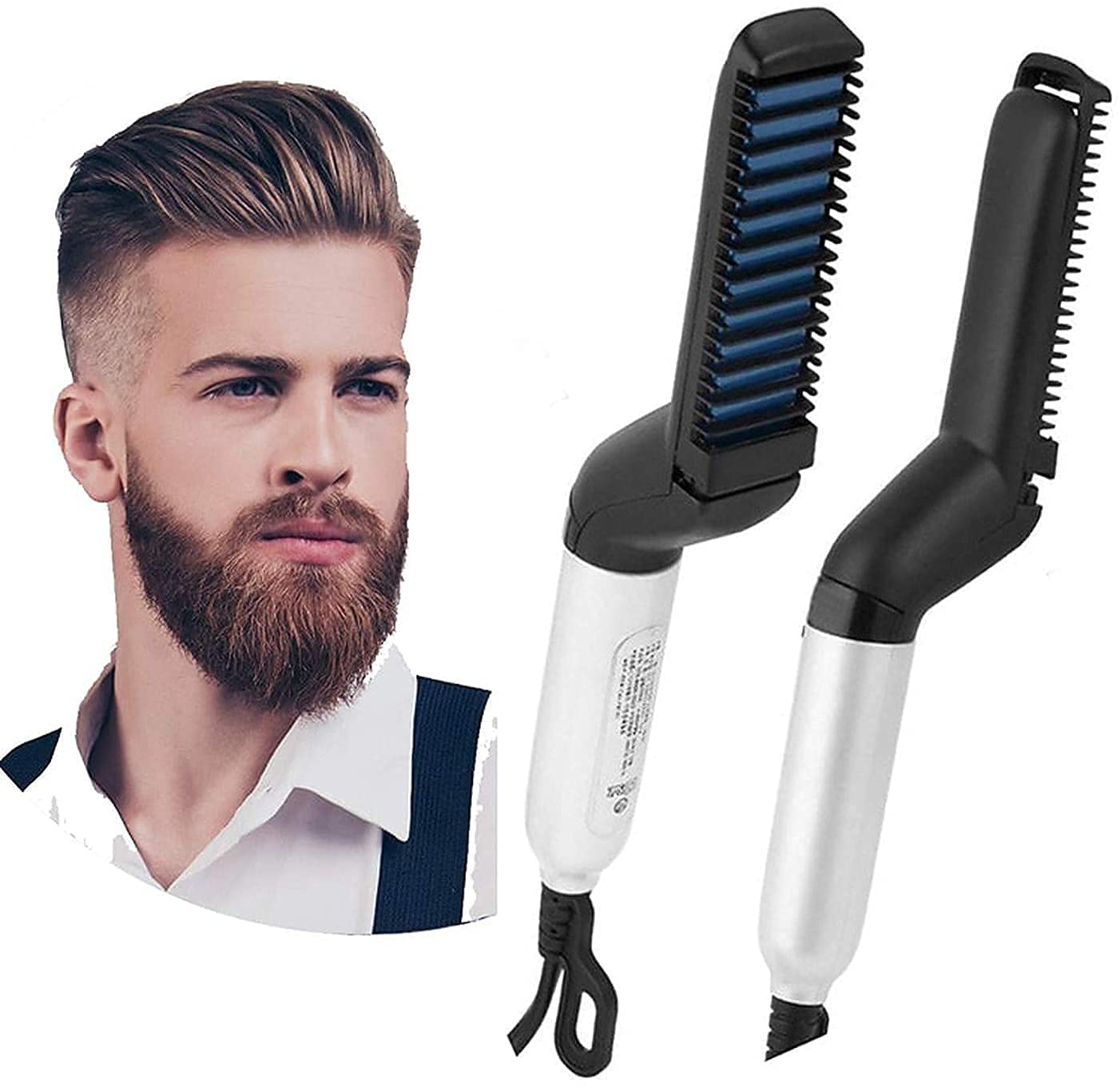 FEXMY? Electric Hair Straightener Brush,Men Quick Beard Straightener