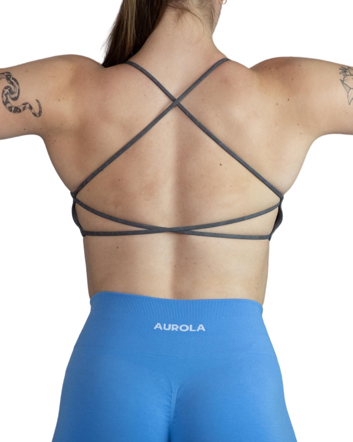 AUROLA Workout Sports Bras Women Athletic Removable Backless Strappy Criss Cross Light Support Gym Fitness Yoga Crop Bra