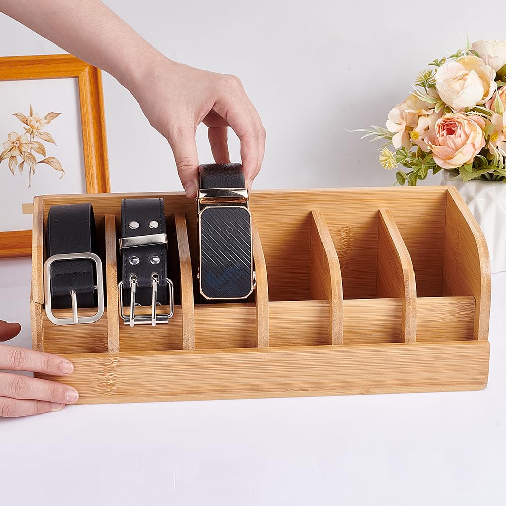 Portacinture In Bambù Con 6 Scomparti - Organizzatore Per Cinture Da Uomo E Donna - Foto 3