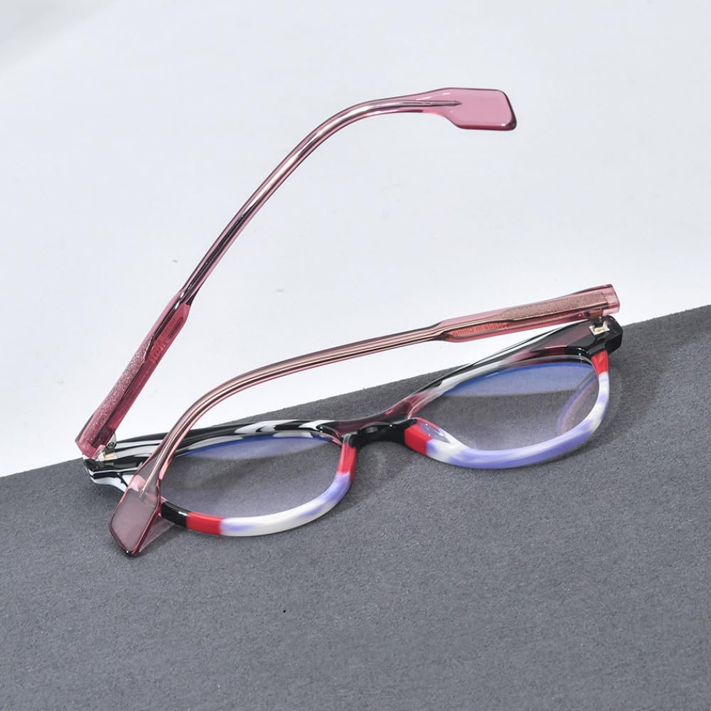 MUTYNE Mehrfarbige Acetat-Brillengestelle für Damen, große Übergröße, Cat-Eye-Brillen, Damenbrillen