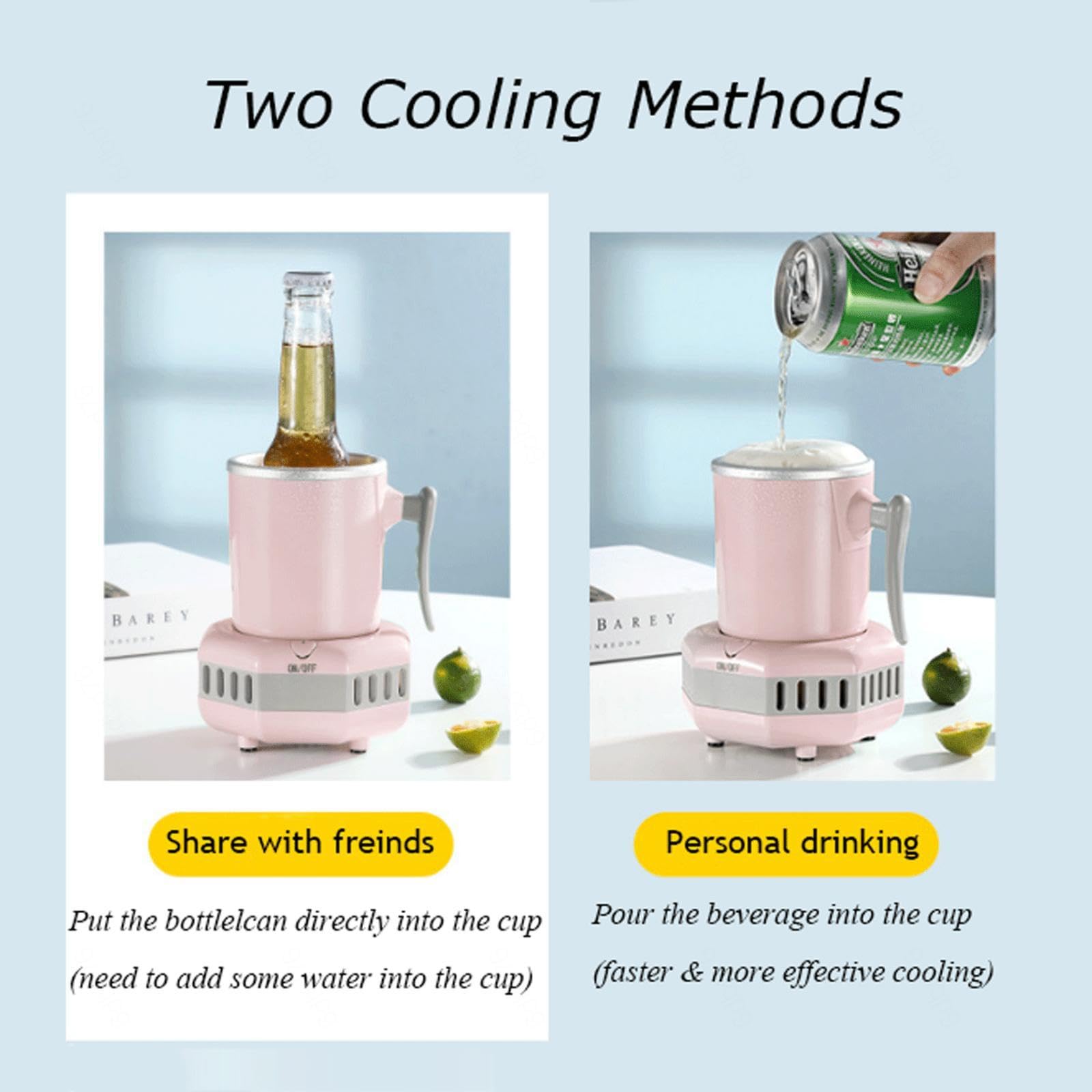 Fbite Portable Refrigerator,420ml Portable Cooler,Portable Electric Cooler,Multipurpose Mini Cooler,Portable Cooler Electric For Cooled Beer, Yogurt, Juice, Soda, Milk, Wine,Pink on Fridge.com - View 3