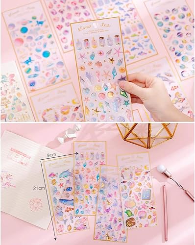 Miniatura 4 de TXIN 5 hojas de calcomanías 3D para calendario, álbum de recortes, planificador de diario, calcomanías para niñas, enviadas de 3 a 5 estilos al azar