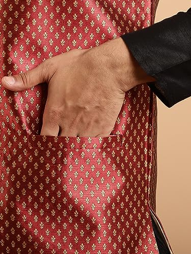 Image of SOJANYA (Since 1958 Men's Silk Blend Kurta Pyjama & Self Design Nehru Jacket Combo