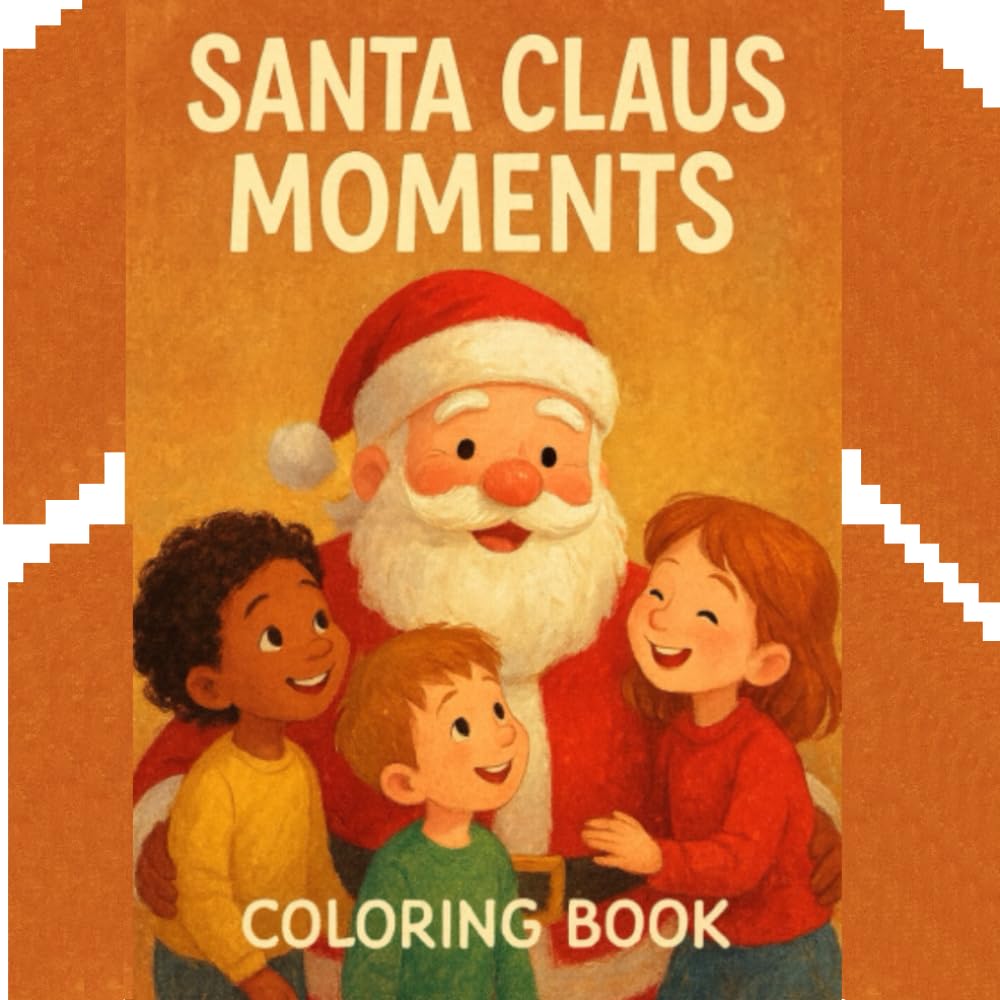Santa Claus Moments: coloring Book for Adults and Kids, Bold and Easy, Simple and Big Designs for Relaxation Featuring santa claus with kids , Landscape, Flowers, Patterns, Cute Things