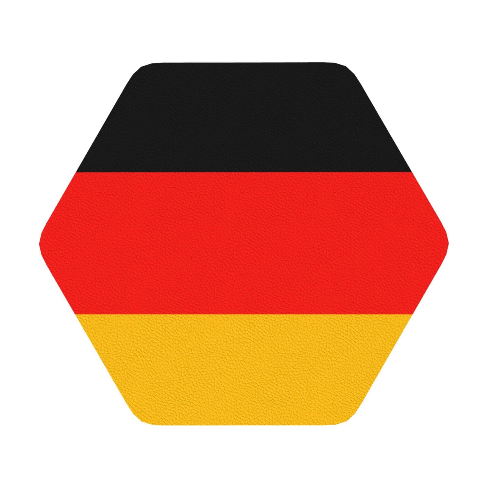germany flag PU Leather Coasters Set of 6 Hexagon Drink Coasters