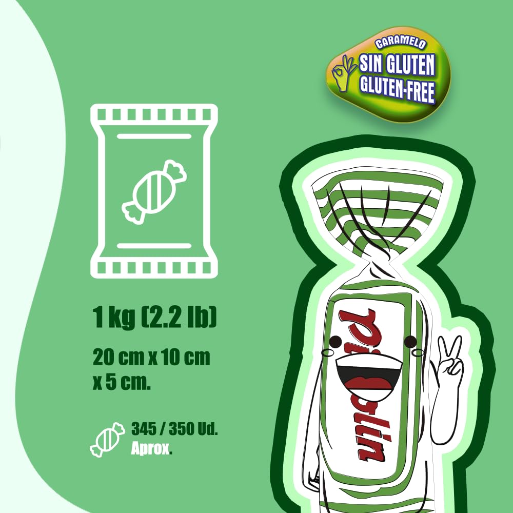 Pictolín Menta y nata sin azúcar - Caramelos de nata sin azucares con edulcorantes sabor menta - Bolsa de 1 kg