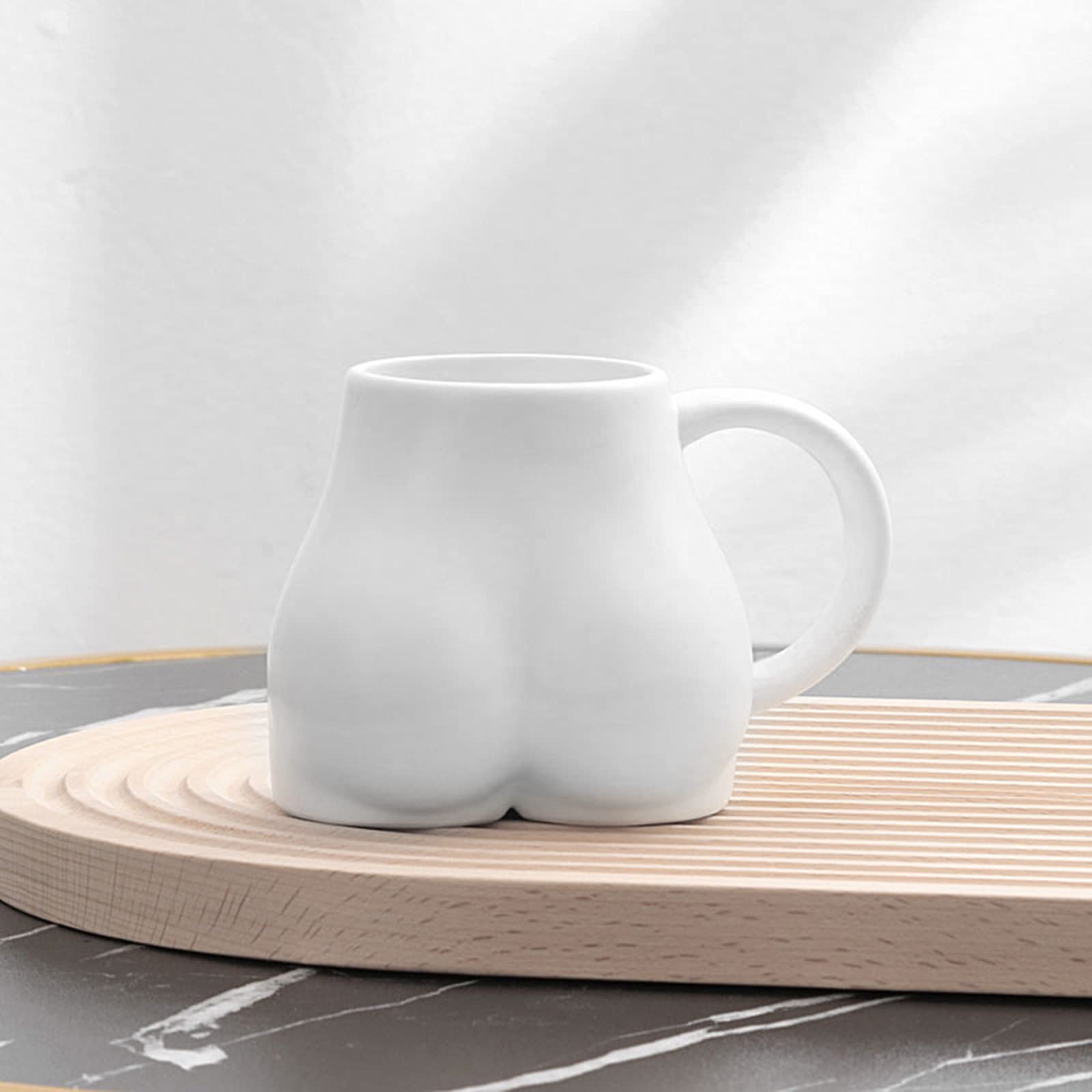 MagiDeal Lustige Kaffeetasse Große Tasse mit Henkel Po-Kaffeebecher aus Keramik Personalisierte Kaffeetasse mit Hintern-Gravur Geschenke für Freunden - Weiß
