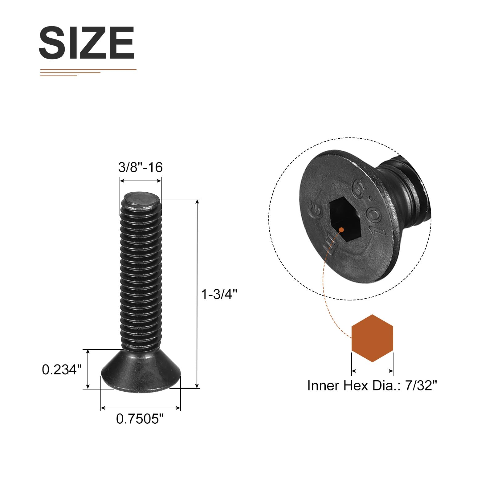 PATIKIL 1/4-20 X 1\" Flat Head Socket Cap Screws, 20 Pack Flat Countersunk Bolts Hex Socket Drive Machine Screws 304 Stainless Steel 18-8 Full Thread...