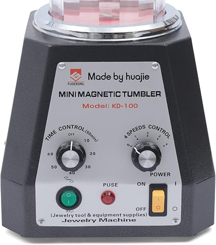 Miniatura 9 de Máquina pulidora de joyas magnética de 3.937 in, 110 V, vaso magnético con barril de pulido y alfileres de bruñido, vaso de joyería ajustable de 4
