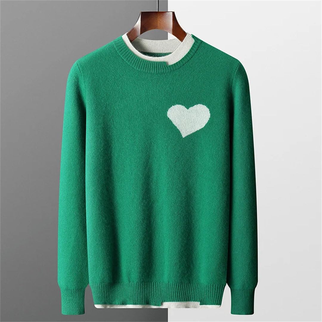 Suéter de cachemira de lana maciza para hombre, cuello redondo, dos suéteres gruesos, jacquard, talla grande, chaqueta de punto cálido