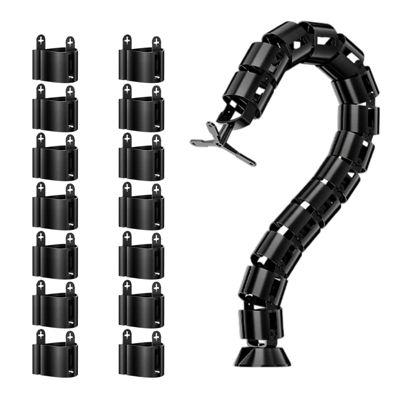 Msioytog Black Cable Spine Under Desk Tray Cord Organizers Flexible Snake Tube For Wires Management Easy To Use Adjustable Flexible Wire Tube Easy Setup Computer Home Sleeve Neat Wire Manager Tidy