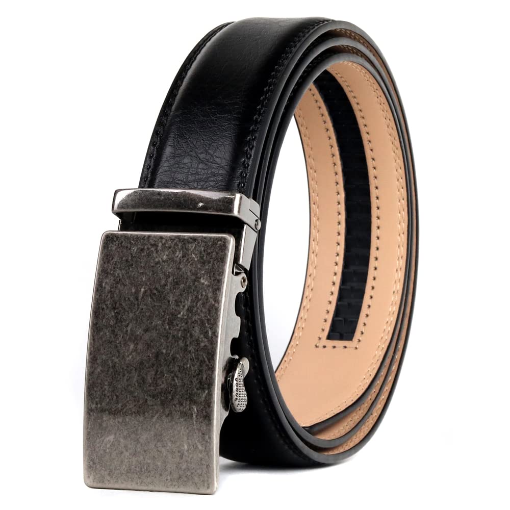 Cintura, Cintura da Uomo Black in Vera Pelle Cinturino in Vera Pelle Maschio cowskin Moda cricchetto Cinghie in Lega di Fibbia Automatica (Belt Length : Length 130cm, Color : Nero)