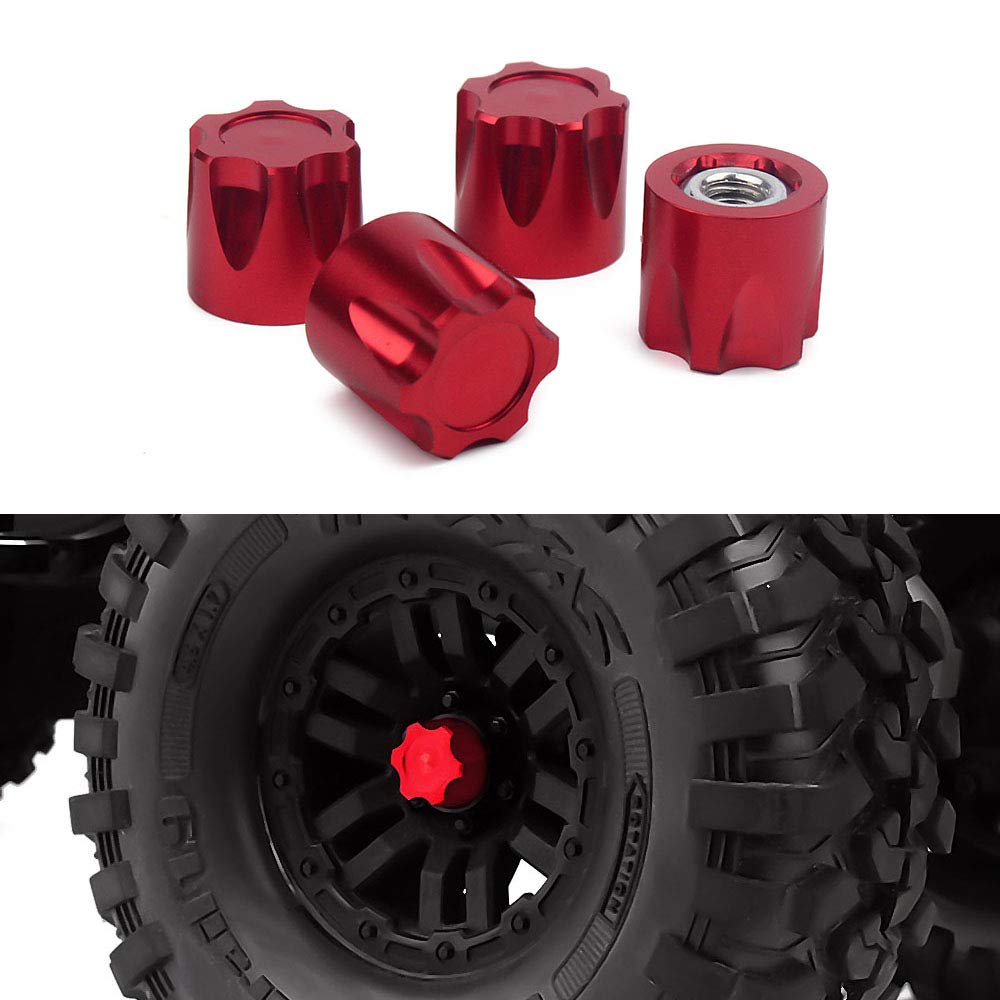 INJORA RC Écrou 4pcs Metal RC Roué Écrou Set M4 Wheel Nuts Pour 1/10 RC Crawler Traxxas TRX4 Axial SCX10 90046 Tamiya MST Redcat (Noir