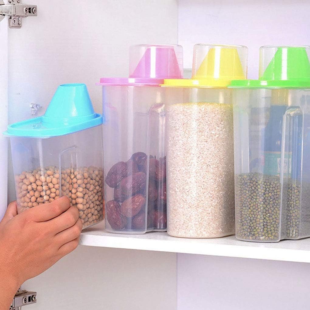 2 Ensemble Pot scellé avec Couvercle Rangement de Stockage Récipient de Distributeur PP PP Cuisine Rice Cereal Preservation Boîte, 3 Ensemble (Jaune 2,5 L)
