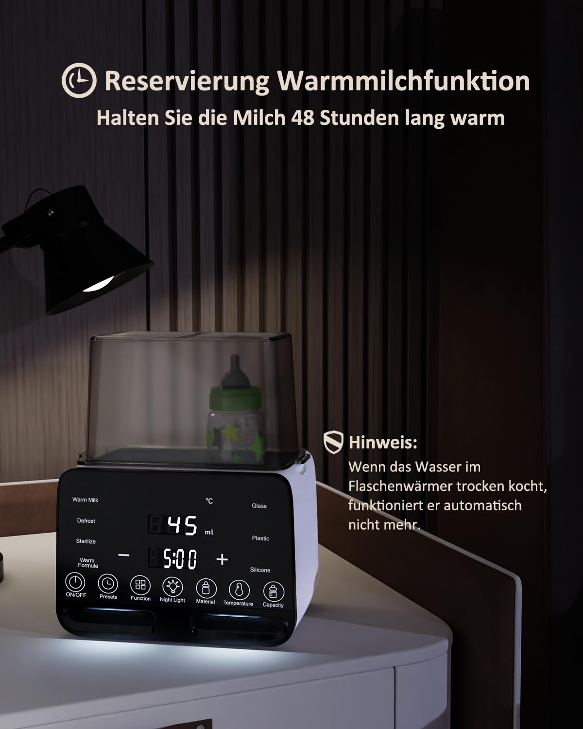CkeyiN 10 in 1 Babyflaschenwärmer mit LED-Display & Temperaturregelung, Schwarz