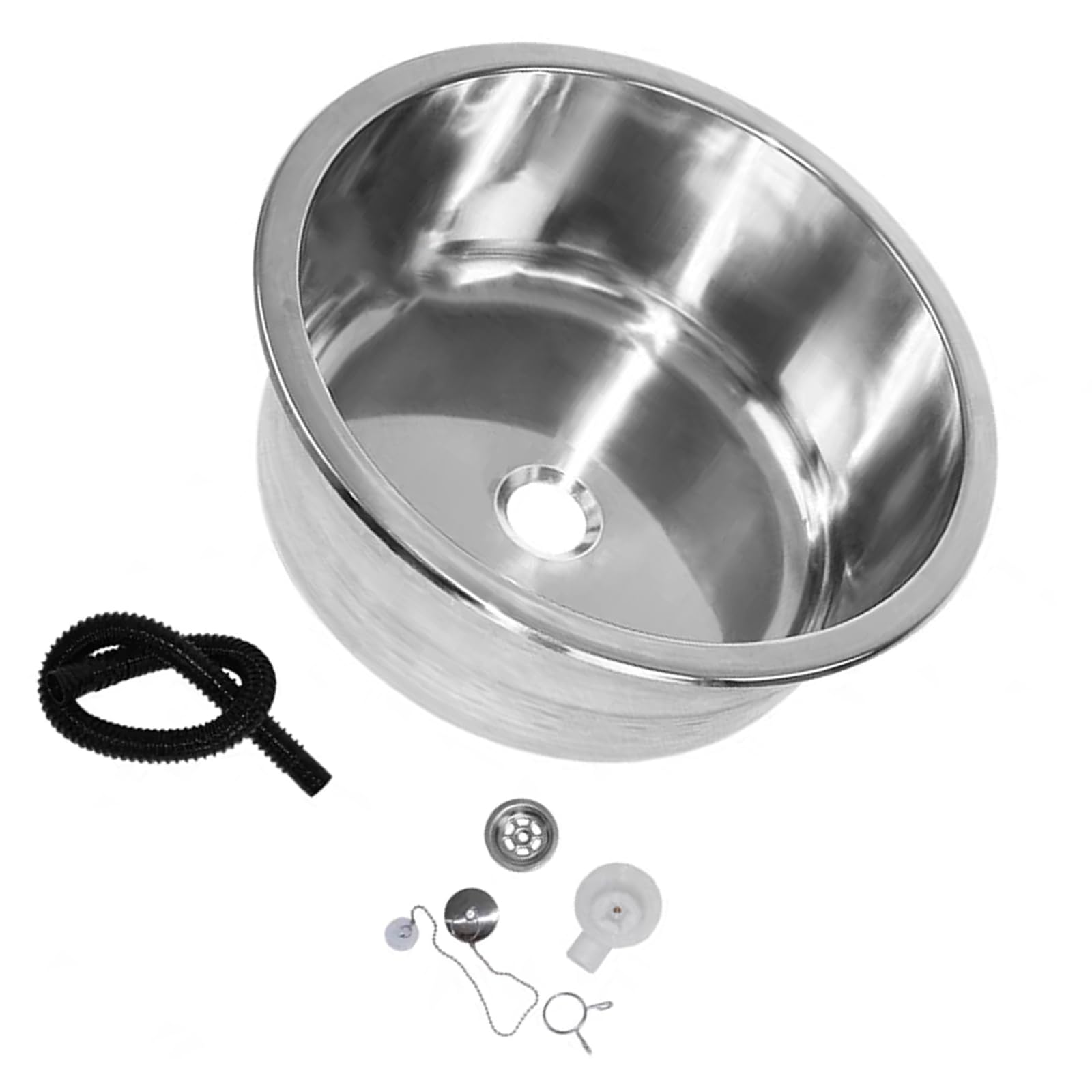 Single Bowl Washing Sink Dishwashing Pool Stainless Steels Round Kitchen Sinks Bathroom Hand Wash Basin Sink Dishwashing Pool Balcony Round