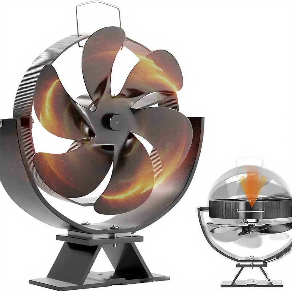 Ventilatore per stufe a legna, ventilatore per camino, design portatile e facile da usare. Adatto per caminetti a legna e, XZ136 6-Foglie