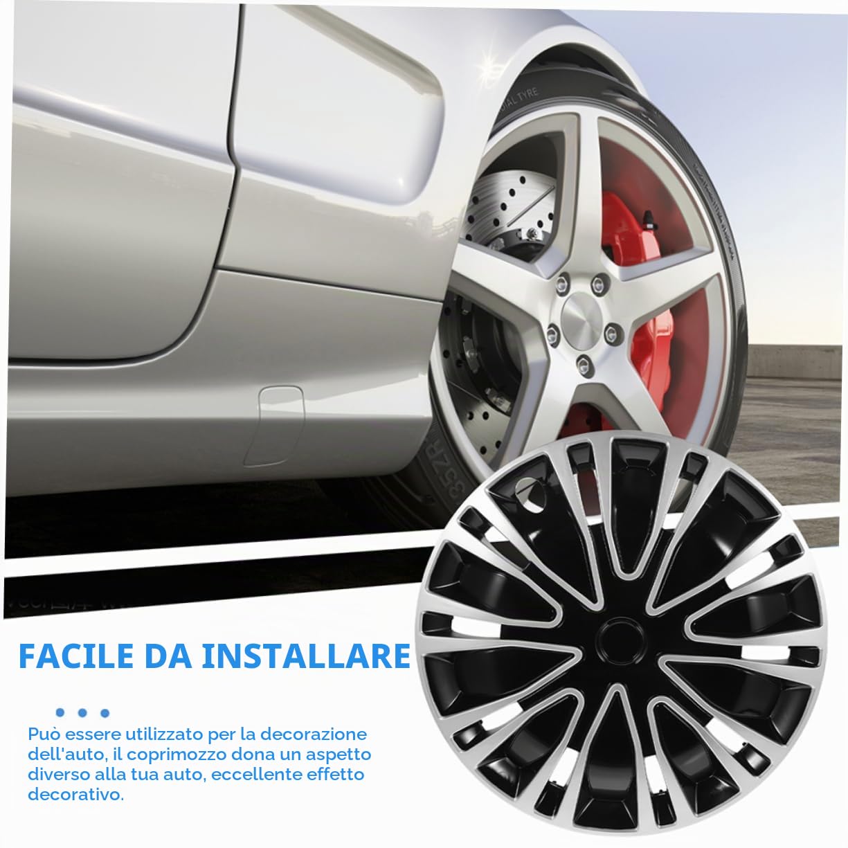 SOLUSTRE Copri Cerchi 16 Pollici Auto Coprimozzo Ruota Per Auto Coperture Del Mozzo Della Ruota Coprimozzi Decorativi Universali Installazione Fai Da Te Protezione Da Detriti 1 Pezzo