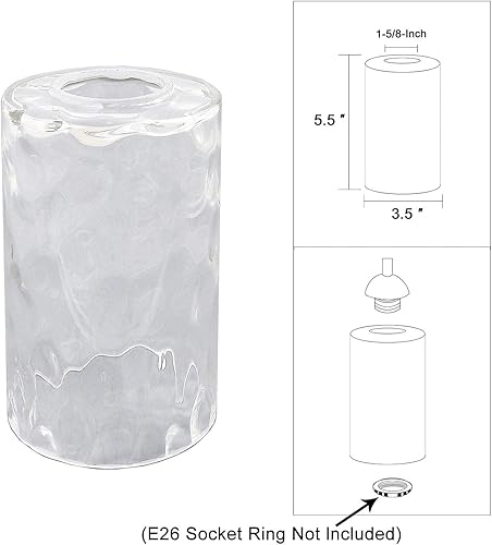 Miniatura 5 de Anmire Paquete de 2 pantallas de vidrio ondulado de agua transparente, globo de repuesto o cubierta con adaptador de 1-58 pulgadas para aplique de