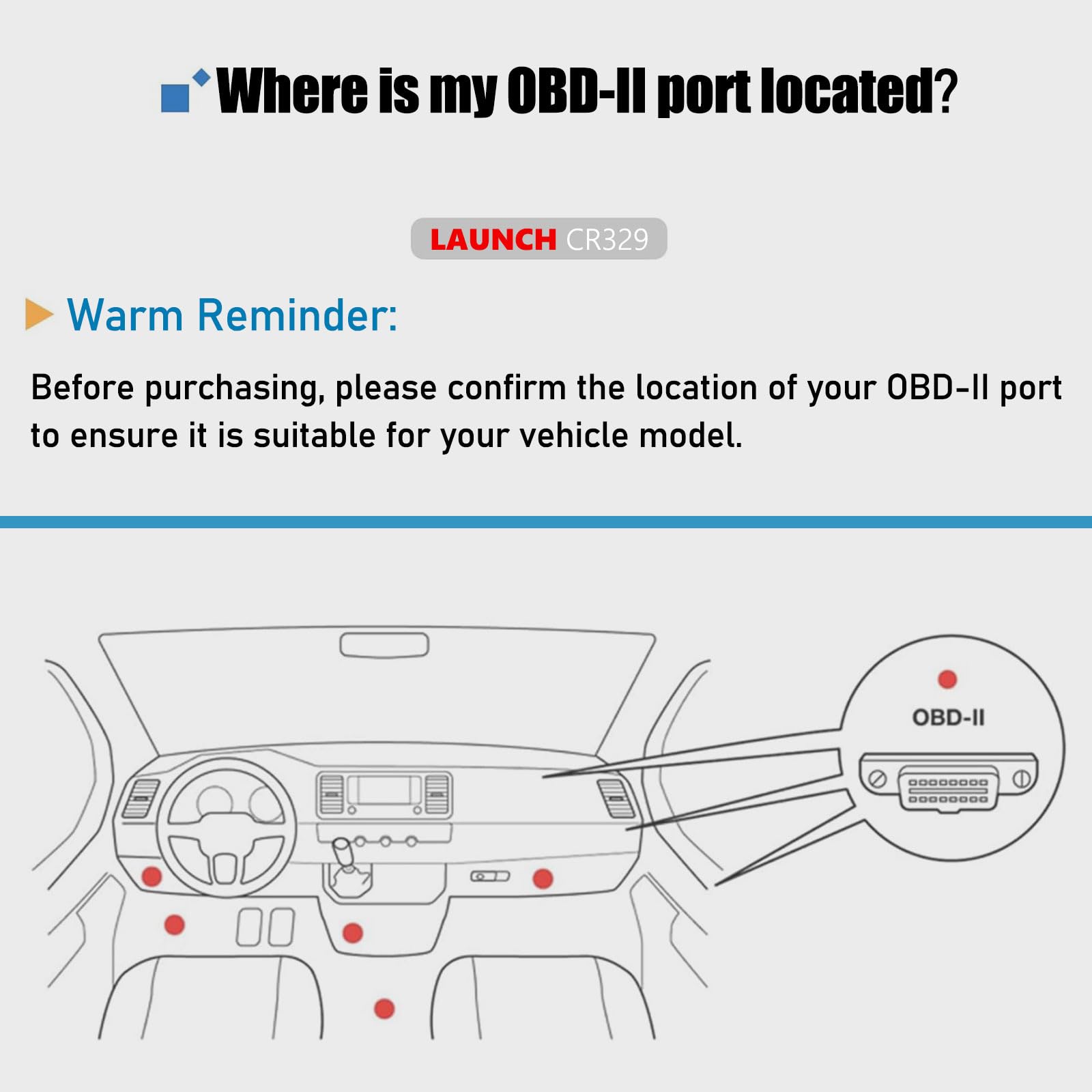 Launch Creader 329 OBD2 Diagnosegerät – Vollständiges OBD-II Scan Tool mit 2,8" Farbdisplay. Motor Fehlercodeleser mit Live-Daten, I/M Readiness & Cloud-Druck. Plug & Play für Alle OBD2-Fahrzeuge