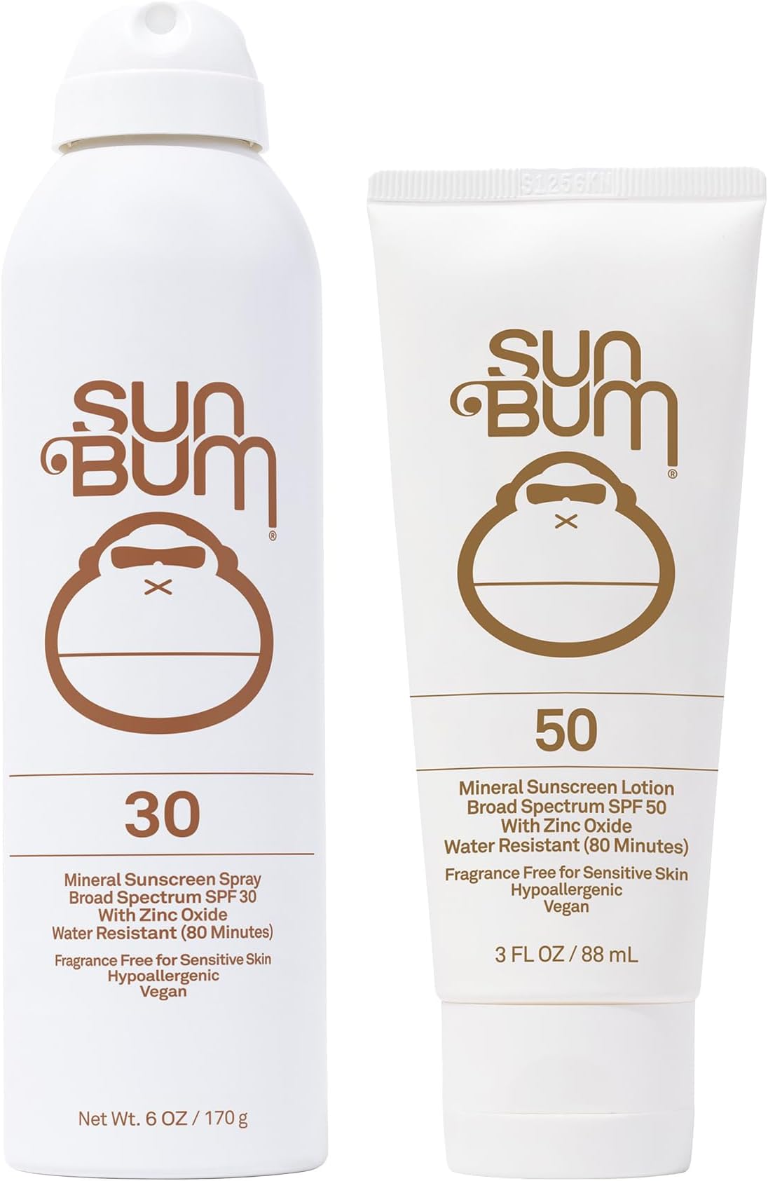 Sun Bum Mineral Spf 30 Sunscreen Spray and Spf 50 Lotion Vegan and Reef Friendly (octinoxate & Oxybenzone Free) Broad Spectrum Zinc Sunscreen With Uva/uvb, 2 Count