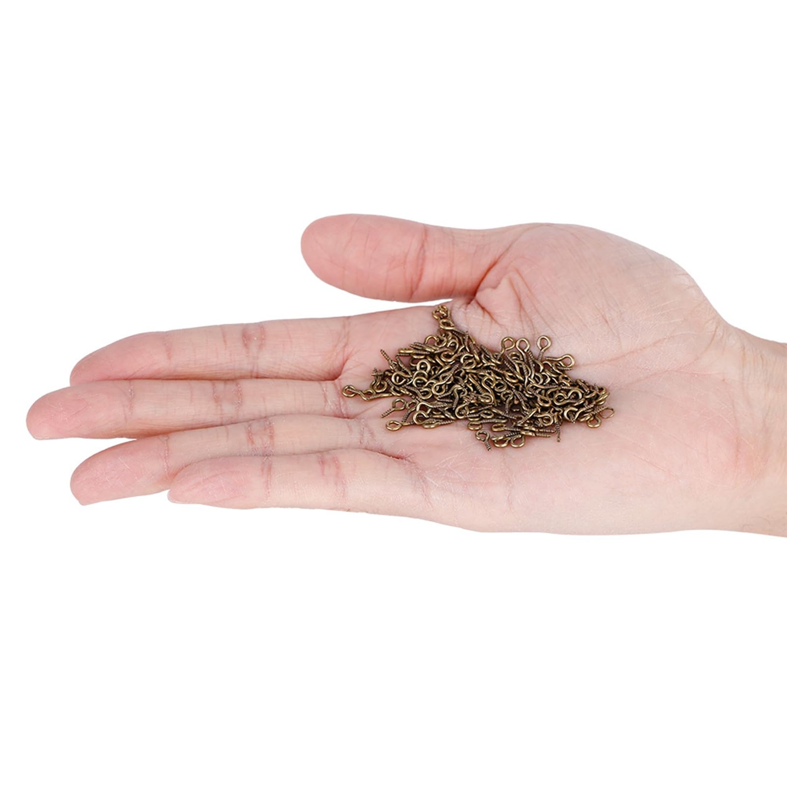 200Pcs Bag Thread Eye Pins, Eye Hooks Jewelry Findings Eyepins Alloy Thread Screw Mini Metal Hoop Peg Eye Pins Hooks for Resin Craft Bracelets Necklaces Earrings (Bronze)