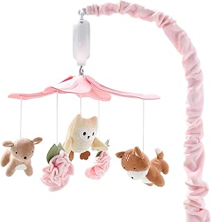The Peanutshell Crib Mobile for Girls - Pink and White Musical Baby Crib...