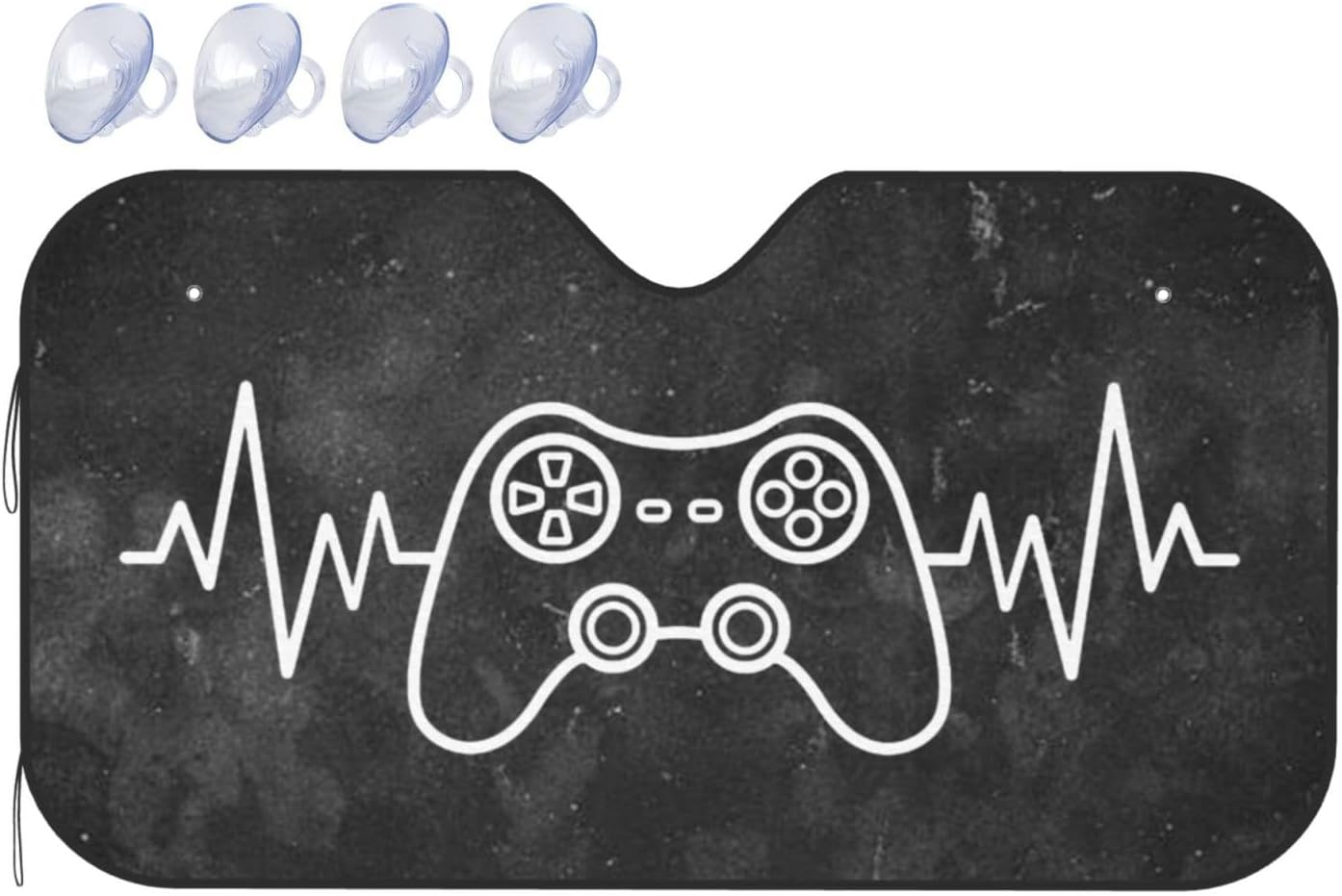 Game Controller Heartbeat Windshield Sun Shade Foldable Car Windshield Sunshade Blocks Uv Rays Keep Vehicle Cool Medium, White