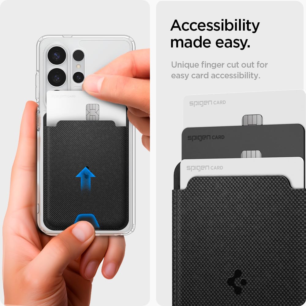 Spigen Urban Fit MagFit Porte-Cartes magnétique 3 Cartes Conçu pour Coque magnétique Compatible avec Les séries Samsung Galaxy S26 / S25 / Edge/Z Fold 7 - Noir