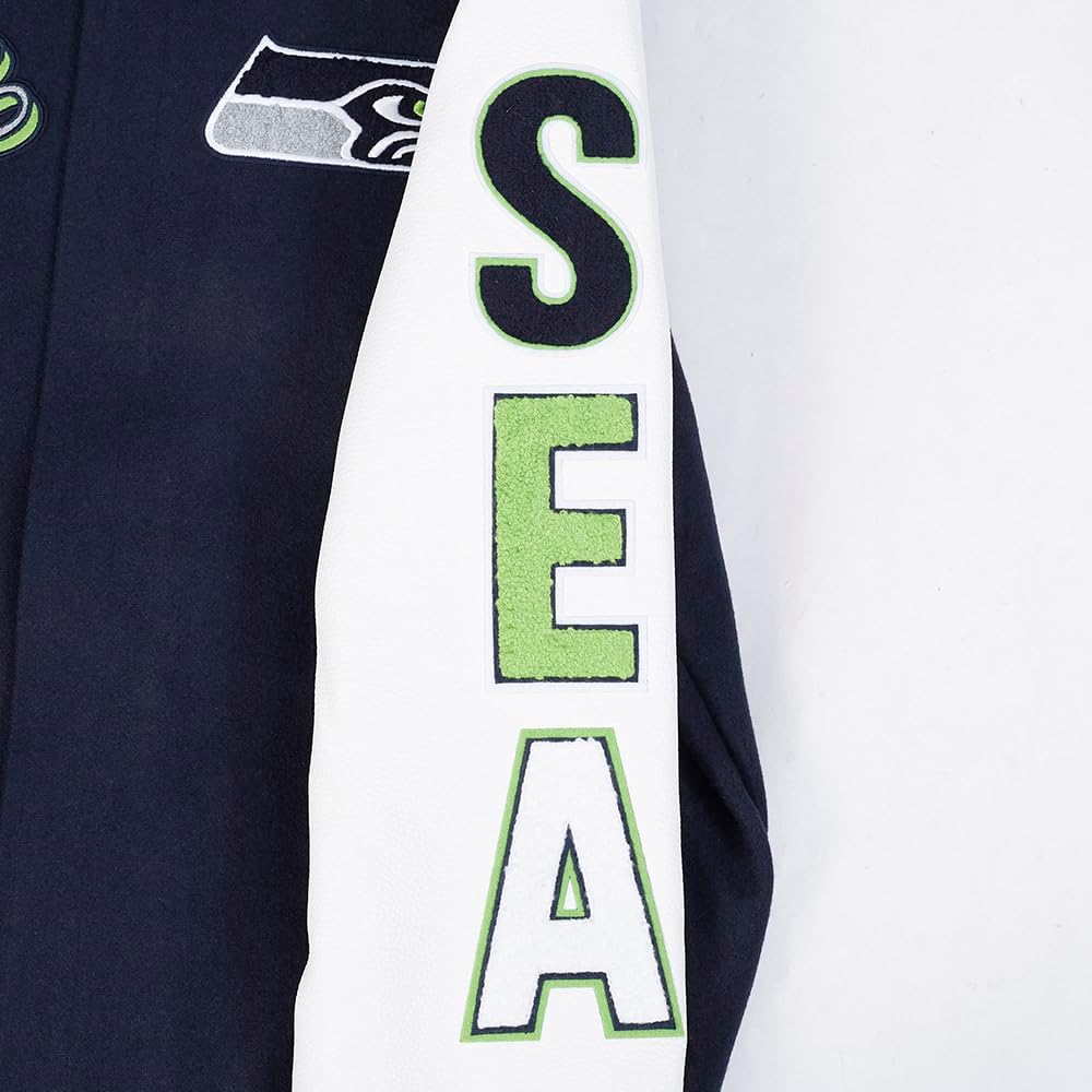 Pro Standard Mens NFL Seattle Seahawks Script Tail Varsity Jacket - Image 7