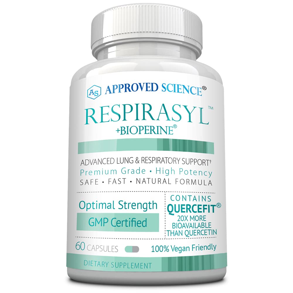 Approved Science® Respirasyl - Lung and Respiratory Support - with Quercefit, Vitamins A,C,D, BioPerine - 60 Capsules - Made in the USA 60 Count (Pack of 1)