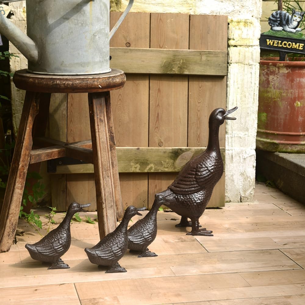 Heavy Duty Cast Iron Collectible Duck Sculpture,Decorative Creative Animal Figurine Outdoor Statues for Garden Patio Home Decor