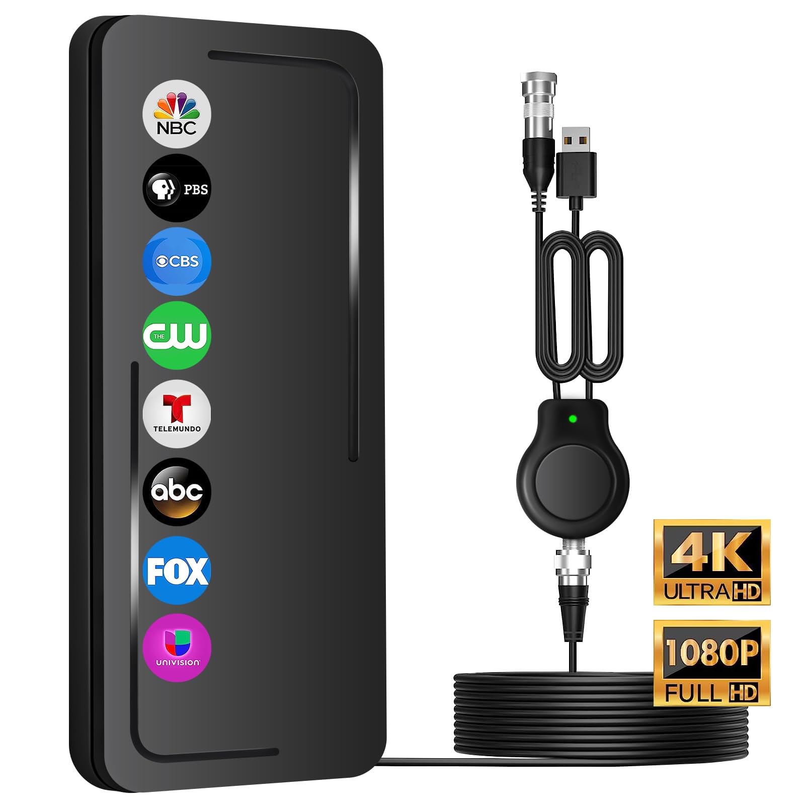 Outdoor TV Antenna Amplified HD Digital Antenna Water-Resistant for Smart TV Long Range with Amplifier for Indoor and Outdoor TV Boost for Local Channels 25ft HDTV Cable Support 4K