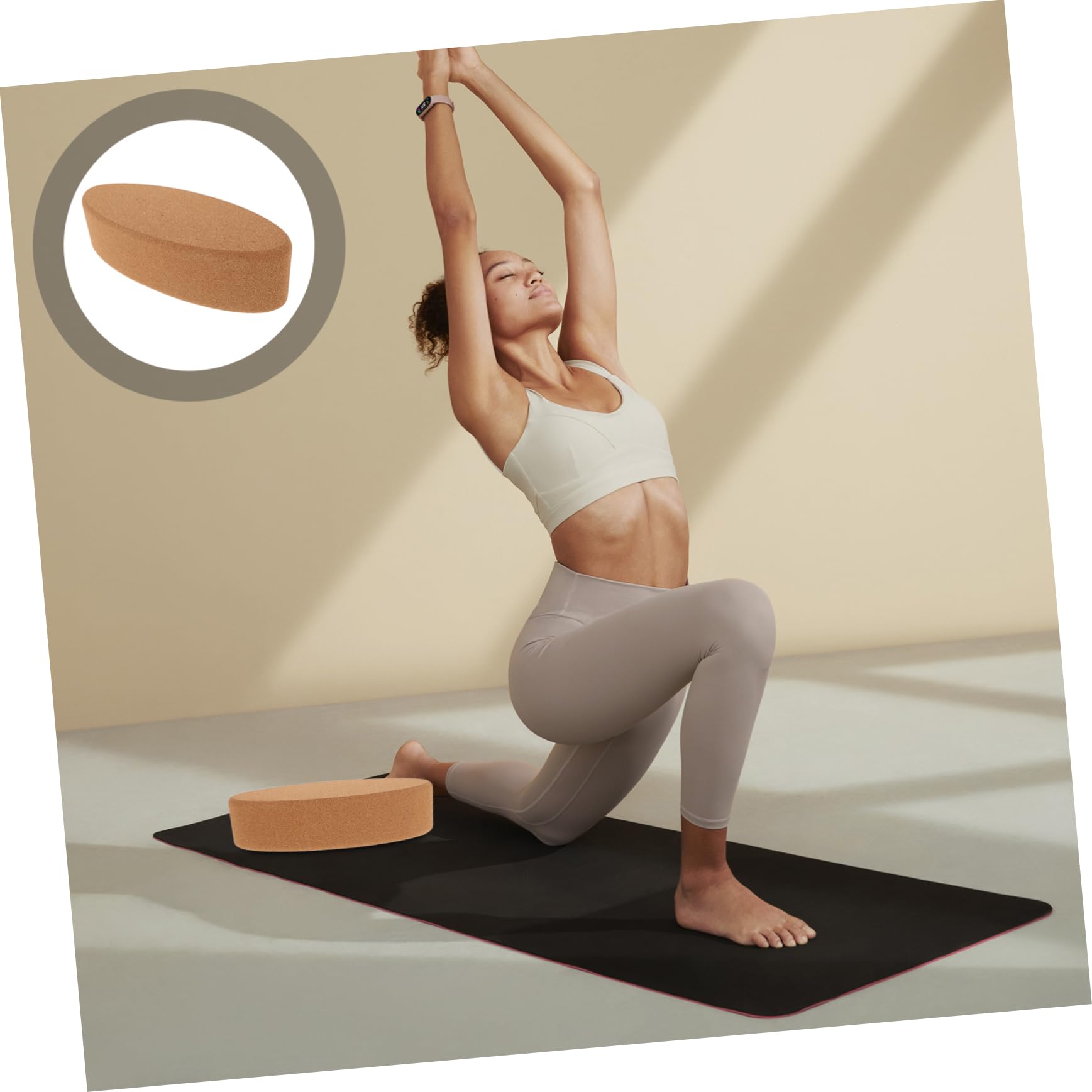TOYANDONA Kork-yogablock Holzblock Für Yoga Tanz Und Dehnübungen Ovaler Stützblock Aus Naturkork Für Flexibilität Und Gleichgewicht
